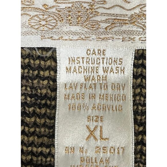 Tally Ho Sweater Women XL Brown Button Down Animal Print Vtg Cardigan Retro 80s - Picture 8 of 11